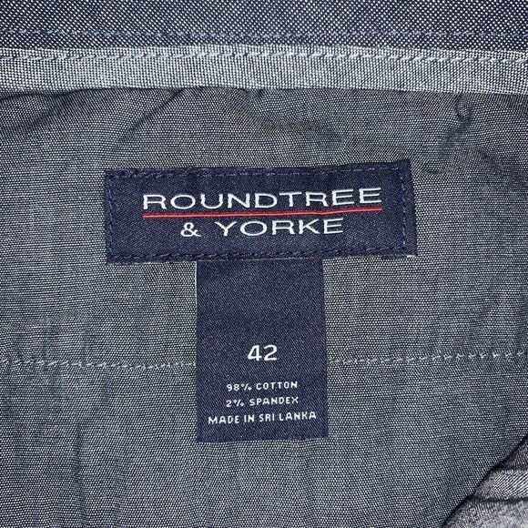 New Roundtree & Yorke Casuals Men's Shorts 42 Blue Flat Front Pattern 9” Inseam - Picture 3 of 7
